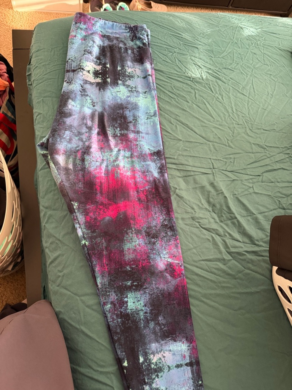 LuLaRoe Multicolor Leggings with Pink, Blue & Black